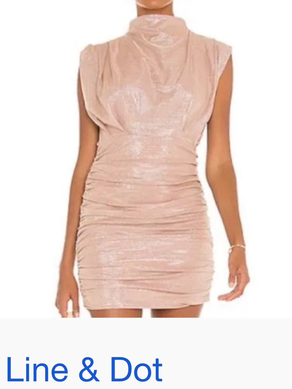Line & Dot Dusty Blush Ruched Mini Dress